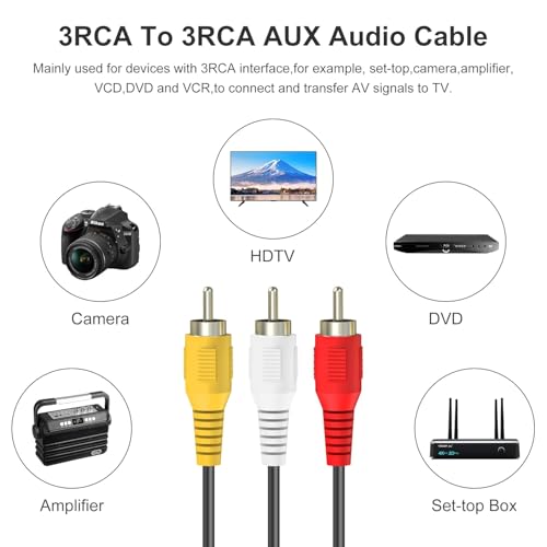 Madhabi 3RCA to 3RCA AV Cable – Male to Male Composite Stereo Audio Video Cord with Gold-Plated Connectors for LED TV, DVD Player, LCD, Home Theater, Gaming Console, Projector, and PC 5 41X8WCBVKBL