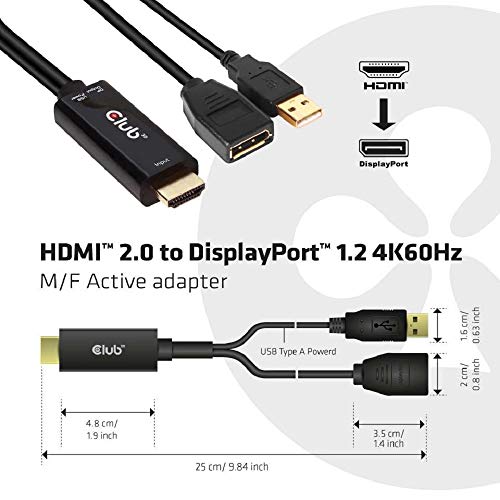 Adaptador HDMI a DisplayPort 1.2 Club3D para solucionar pantalla negra en monitor de PC 3