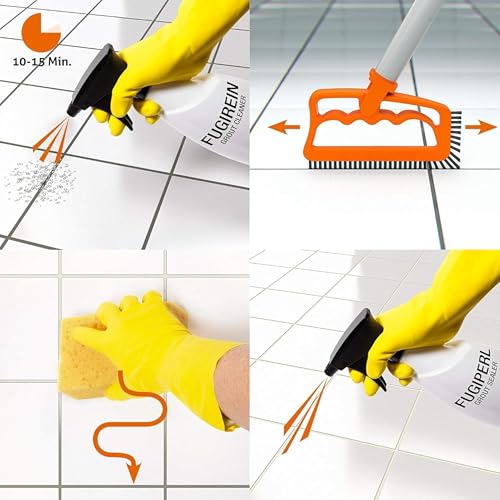 FUGINATOR® Fugenbürste - Reinigungsbürste zur Fugenreinigung in Bad, WC, Küche usw - Reinigung von Wand- und Bodenfliesen - Handliche Bürste für Fugen und Fliesen