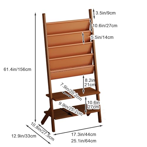 Revistero de madera grande de 4 niveles para sala de estar 3