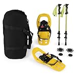 GYMAX Juego de Raquetas de Nieve, Raquetas Ligeras...: #❄️ Sistema de Conexión sin Esfuerzo ❄️# Con el sencillo sistema de conexión de las raquetas, que incluye dos cierres de trinquete y una correa trasera estable, se puede ajustar la talla de las botas de nieve de forma sencilla y milimétrica. Incluso ...