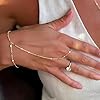 3PCS 14K Gold-Plated Hand Chain Bracelets for Women, Stack Bracelets Set Adjustable, Dainty Ring Bracelet Hand Chain #2