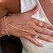 3PCS 14K Gold-Plated Hand Chain Bracelets for Women, Stack Bracelets Set Adjustable, Dainty Ring Bracelet Hand Chain