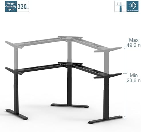 Fromann Adjustable Standing Corner Desk Frame 3 Leg L-Shaped Electric Triple Motor Desk Base Height and Width Adjustable Standing/Sitting for Home Office (Black) - Thumbnail 4