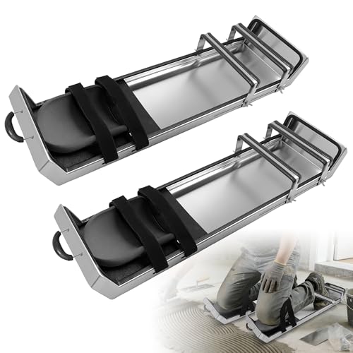 Zxdgtfy 34.25 x 8 Concrete Sliders Heavy Duty Stainless Steel Concrete Knee Boards Patines Para Concreto with Knee Pads Moving Sliders for Concrete Finishing