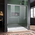 ELEGANT Shower Doors 58.5-60" W x 72" H, Semi-Frameless Bypass Sliding Shower Door, 1/4" Clear Glass, Chrome Finish