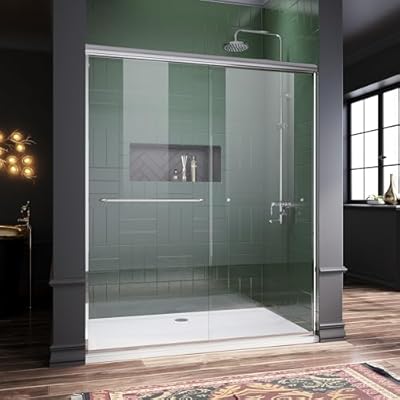 ELEGANT Shower Doors 58.5-60" W x 72" H, Semi-Frameless Bypass Sliding Shower Door, 1/4" Clear Glass, Chrome Finish