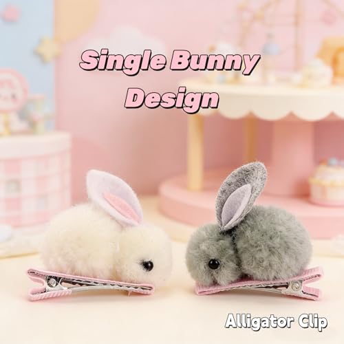 Set de 4 Pinzas para el Cabello con Conejo de Pascua - Clips con Conejo Blanco, Rosa y Zanahoria, Pinzas Lindo Conejo Gris Blanco, Accesorios para el Cabello de Disfraz para Cumpleaños y Fiesta miniatura 2