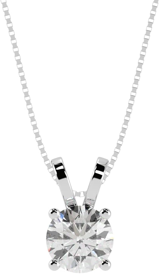 Houston Diamond District 0.5-10 Carat Lab Grown Diamond Solitaire Pendant Necklace, Round Cut Solitaire, 4-Prong Setting, Jewelry for Women (E-F, VS) - Image 2