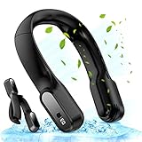 BestYiJo Portable Neck Fan, 2400mAh Bladeness Hands Free Fan, Personal Fan for Neck,Foldable Rechargable, 3 Speeds Adjustment, USB Powered, 360° Cooling Wind Fan for Outdoor Travel Sports (Black)