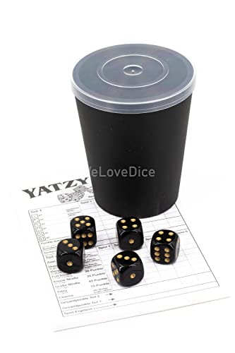 DiceCupFlex - Flexibler Würfelbecher mit Deckel inkl. 5 Würfel & Block - Made in Germany