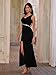 Angel-fashions Women's One Shoulder Ruched Gold Sequin Slit Pelumn Black Prom Evening Dress Size 14