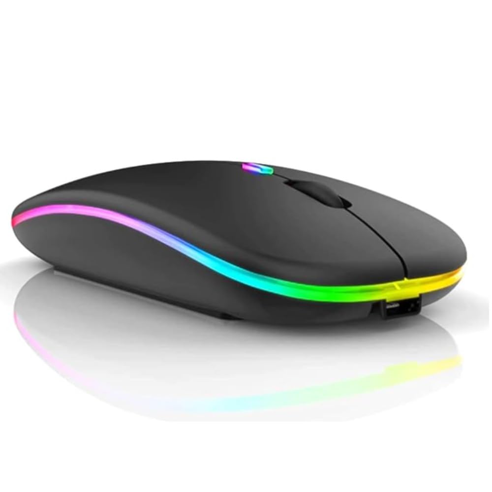 Mouse Sem Fio Recarregável Wireless Bluetooth Optico Led Rgb Colorido