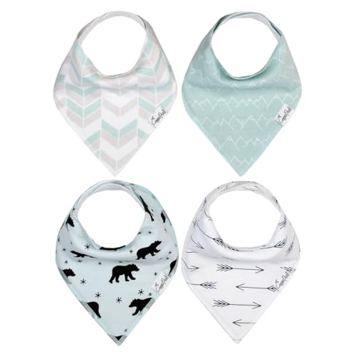 Image of Copper Pearl 4 Pack Soft Cotton Baby Bibs for Drooling and Teething, Absorbent Drool Bibs for Baby Girl and Boy, Adjustable to Fit Newborns to Toddlers, Tons of Styles (Archer Set)