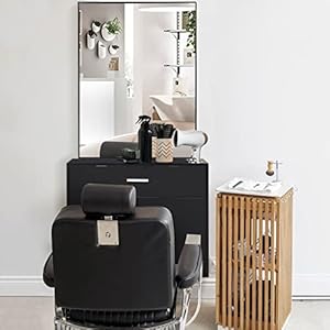 59.4″ Black Salon Cabinet Station with Mirror, Beauty Salon Barber Spa Equipment with Mirror, Barber Salon Stations with Mirror, Beauty Salon Barber Spa Equipment with Mirror, Shelves, Cabinet