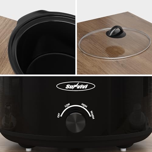 Sunvivi-Small-Slow-Cooker-4QT-Mini-Food-Warmer-with-3-Heating-Settings-Removable-Ceramic-Pot-Dishwasher-Safe-Glass-Lid-Stainless-Steel-Black Sunvivi Small Slow Cooker 4QT Mini Food Warmer with 3 Heating Settings Removable Ceramic Pot Dishwasher Safe Glass Lid Stainless Steel Black
