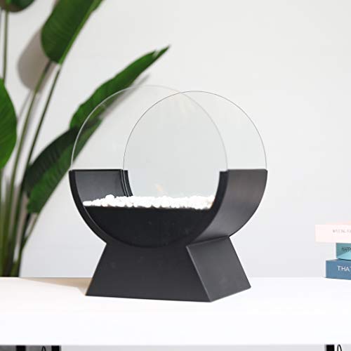 JHY DESIGN Round Glass Tabletop Fire Bowl Pot 13.5\" Tall Portable Tabletop Fireplace–Clean-Burning Bio Ethanol Ventless Fireplace for Indoor Outdoor Patio Parties Events