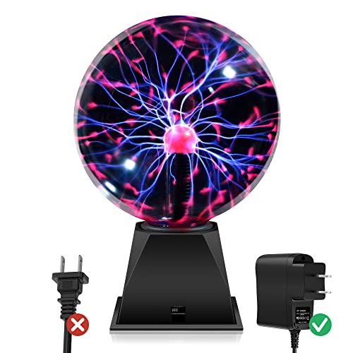 Flashmen Plasma Ball Lamp 6 inch Science Toy Touch & Sound Sensitive Plasma Globe Extra Large Lightning Ball for Kid Teen Bedroom Decor Lamp Novelty Toy Gift (Purple)