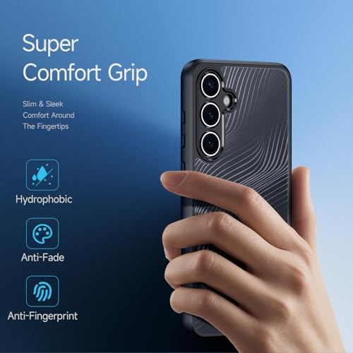 Image of INICIO Back Case Designed for Galaxy S24 FE, Military-Grade Protection, Translucent Slim Hybrid Back Cover for Samsung Galaxy S24 FE 6.7 inch, PC + TPU Matte Black