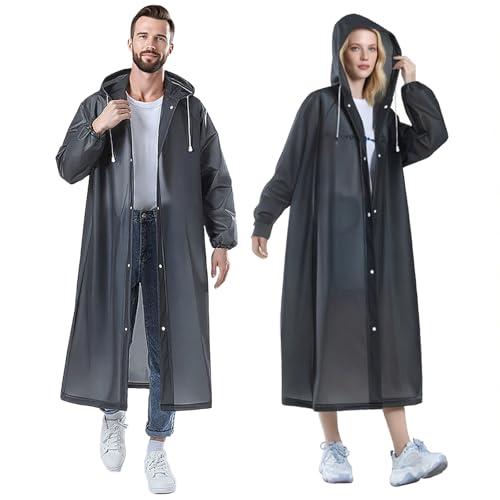 MOAZIFI 2 Stück Regenmantel Damen Wasserdicht, Regenponcho Damen Leicht Unisex, Regencape für Festival Outdoor Camping Wandern Radfahren – Wasserdichter Regenponcho mit...