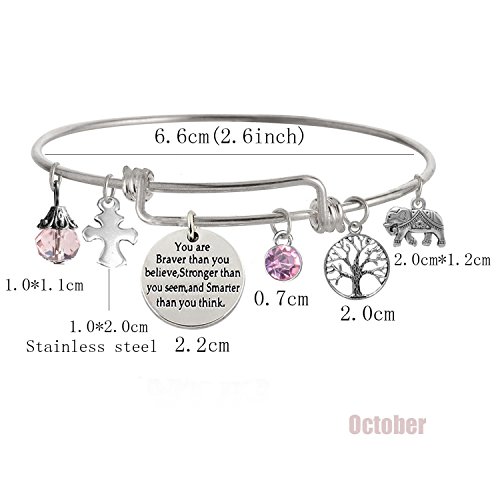 Image of inchYou Are Braver Than You Believe Stronger Than You Seem and Smarter Than You Think Inspirational Bracelet Expandable Bangle for Women