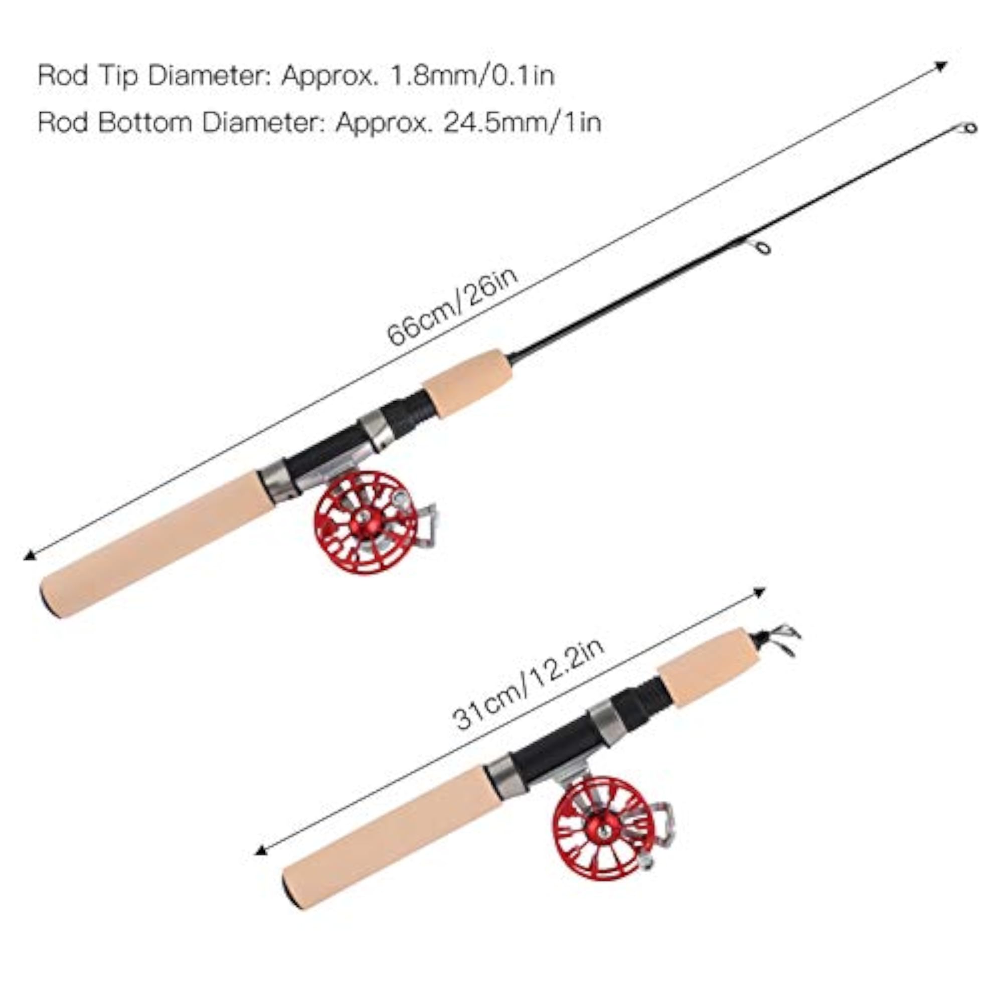 26in Telescopic Fishing Rod with Reel Set
