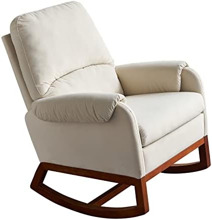 LOSTJAYYUKI Modern Gliding Chair Velvet Rocker Chair Children's Room Rocker Chair Suitable for Living Room, Bedroom, Office, with Solid Wood Base Slip Strip