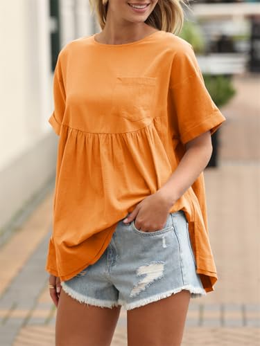 Image of Tankaneo Womens Summer Babydoll Tops Casual Loose Fit Peplum Oversized Tunic Shirts