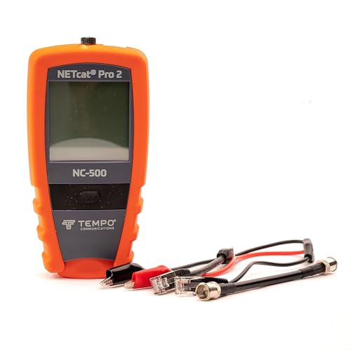 TEMPO NC-500 Digital Cable Tester for Voice, Data, Video, Coax, Etherne, Step TDR Wiring Troubleshooter, POE CAT5 CAT5e CAT6 Coax STP UTP (Professional Grade)