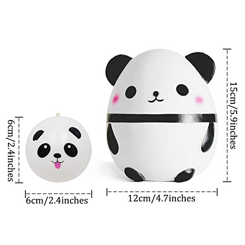 VCOSTORE Jumbo Squishies Panda Egg & Bread Buns Pack , Slow Rising Squishy Soft and Scented Stress Relief Toys for Adults Kids Party Favor - Thumbnail 6