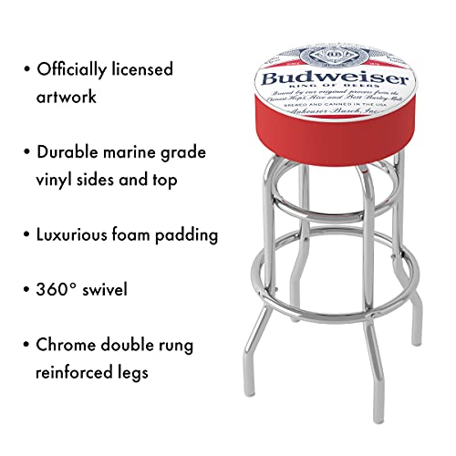 Trademark Gameroom Budweiser Chrome Padded Bar Stool with Swivel - Thumbnail 4