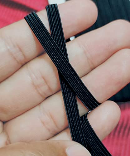 Noshad® 6mm - 1/4' 10 Mètre / 11 Yard Noir Quart de pouce 8 Cordon Bande Élastique Plate pour la Couture Masque DIY, Arts et Artisanat, Couture, Mercerie et Accessoire Vêtement, Matériel
