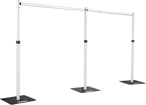 Hecis Heavy Duty Backdrop Stand, 10x20ft Pipe and Drape Stand Kit, Adjustable Decoration Stand, Back Drop Stand for Party Event, Trade Shows & Wedding Decor