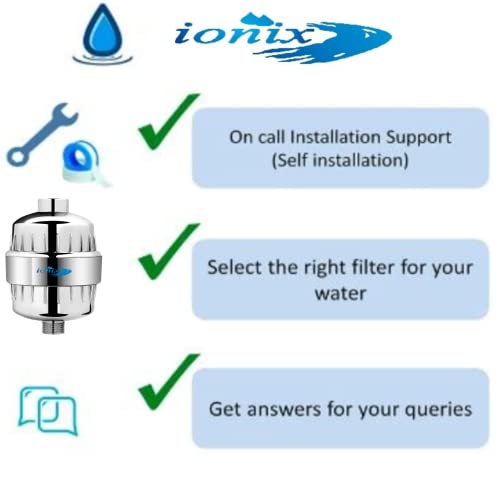 Image of IONIX Water Softener | 1 Year Warranty | Hard Water Softener for Tap and Shower Heads, Shower Filter for Bathroom, 15 Stage Hard Water Filter with Easy Self-Installation (Chrome, Set of 1)