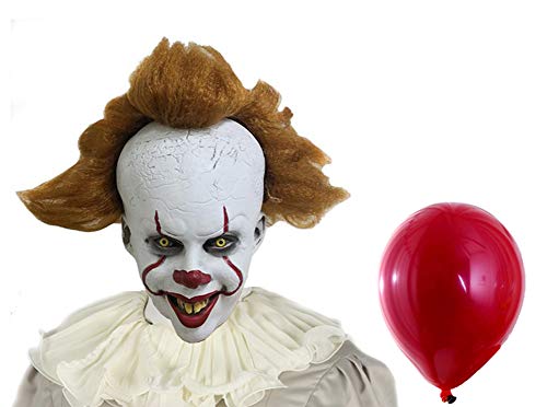 BIRDEU Clown Mask Latex Full Head Helmet with Wig 2019 Movie Cosplay Costume for Halloween Party Fancy Dress Clothing Props (Version A, one size)