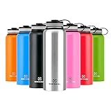 Winterial Insulated Water Bottle, 40oz, Double Walled HOT & Cold, Vacuum Sealed, Red, Thermos