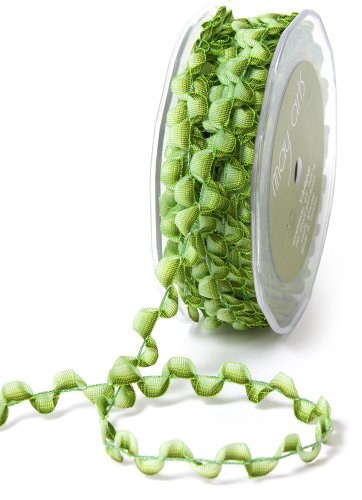 May Arts 3/8-Inch Wide Ribbon, Olive Scalloped Trim