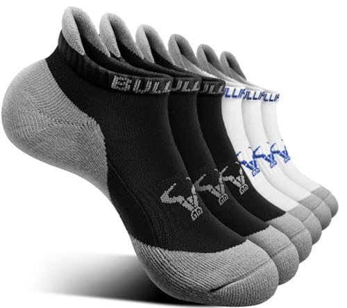 Image of BULLIANT Men Running Ankle Socks 6Pack-Cushioned Support-Low Cut No Show | Fully Terry Sole | Arch Support | Seamless Toe Closure | Moisture-Wicking Breathable Mesh | Reinforced Heel&Toe