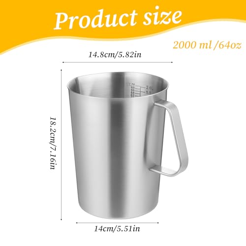 Jarra medidora de acero inoxidable con asa y pico vertedor 2 litros miniatura 2