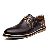Unitysow Zapatos con cordones para hombre, formal, clásicos, informales, Derby, cómodos, ligeros, antideslizantes, de cuero, zapatos Oxford, talla 5.5 UK-11.5 UK, 6111 Marrón, 39 1/3 EU