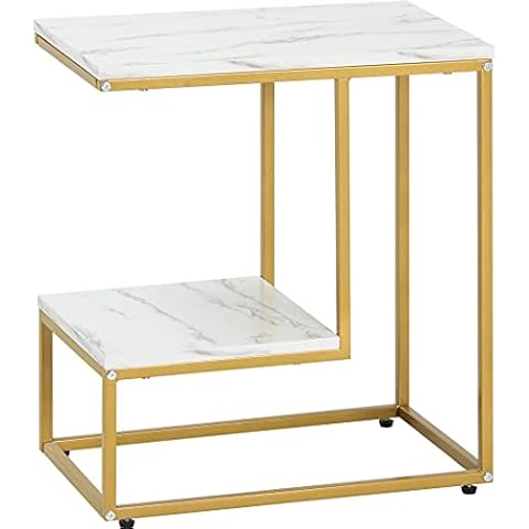 Becko US Mesa auxiliar mesa auxiliar mesa de noche con tapa de mármol sintético Cover