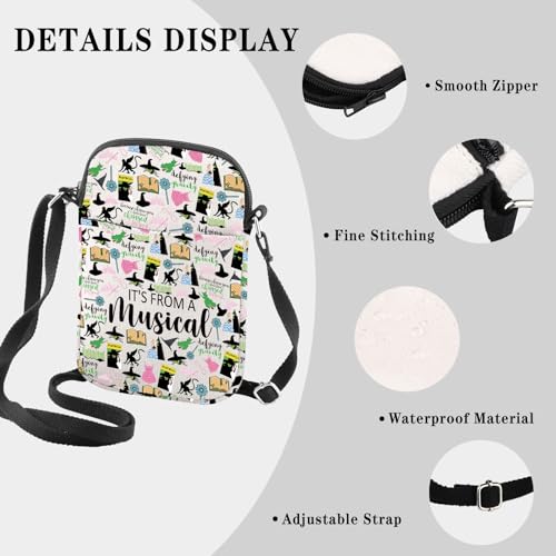 GJTIM Musical Inspired Gift Musical Lover Gift Theatre Bag It's From A Musical Theatre Zipper Crossbody Bag3
