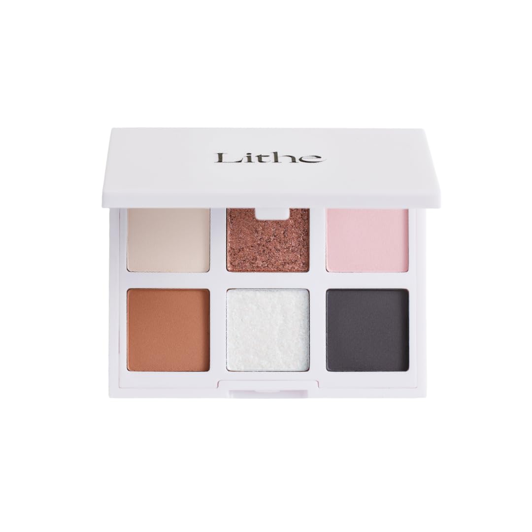 LITHE Eyeshadow Palette - Astral, 6 Shades, All Skin Tones | Highly Pigmented Matte Satin & Shimmer Eyeshadows, Long-Lasting Blendable Vegan Formula, Travel-Size Palette with Mirror