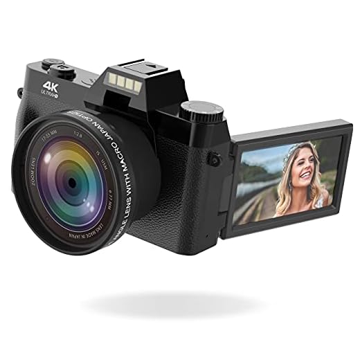 Vlogging Camera, 4K Digital Camera for YouTube with WiFi, 16X Digital Zoom, 180 Degree Flip Screen, Wide Angle Lens, Macro Lens, 2 Batteries and 32GB TF Card TopA.2