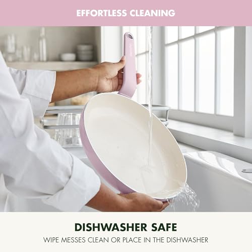 Image of GreenPan Rio Advanced 10 inch and 12 inch Frying Pan Skillet Set, Ceramic Nonstick PFAS-Free Pans, Induction Ready, Dishwasher and Oven Safe, Pink