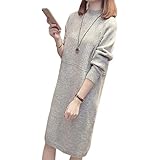 [ニューネ] ニットワンピース レディース ハイネック ロング チュニック ワンピース 秋冬 春 セーター ルームウェア ルームウエア ナイトウェア ナイト ニット ストレッチ タイト シニア ナチュラル レトロ ふわ おしゃれ ゆったり きれいめ あったか あったかい 暖かい 大きめ 切り替え 厚手 春物 春秋 秋 無地 私服 寝間着 部屋着 上品 体型カバー ライトグレー 2A-W08-LGL