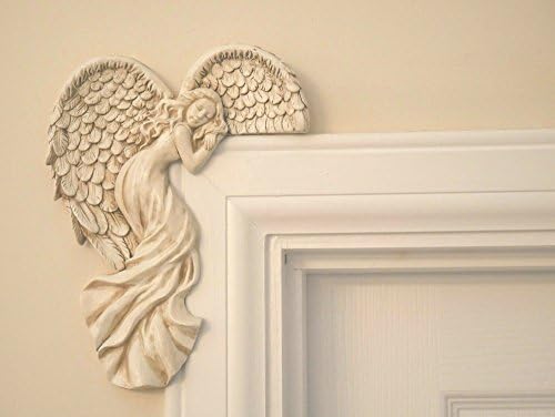 Garden Mile® Vintage Shabby Chic Style 25cm Ivory Angel Wings Door Frame Ornament. Unique Home Decoration Wall Sculpture.