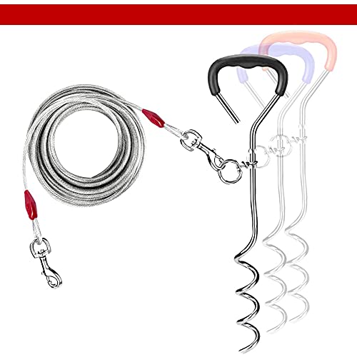 3m Dog Chains for outside Dog Tie Out Cable Heavy Duty Steel Spiral