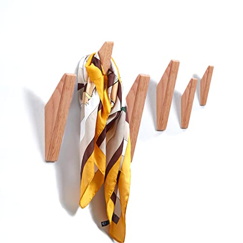 Duuo Lonangg Wooden Hooks Wall Hooks, Coat Hooks, Rubber Wood Hooks (Pack 6) Wall Hangers Hooks For Hanging Coats, Hats Hooks, Bags Hooks Towels Hooks, Decorations Triangle Hook #TOP2