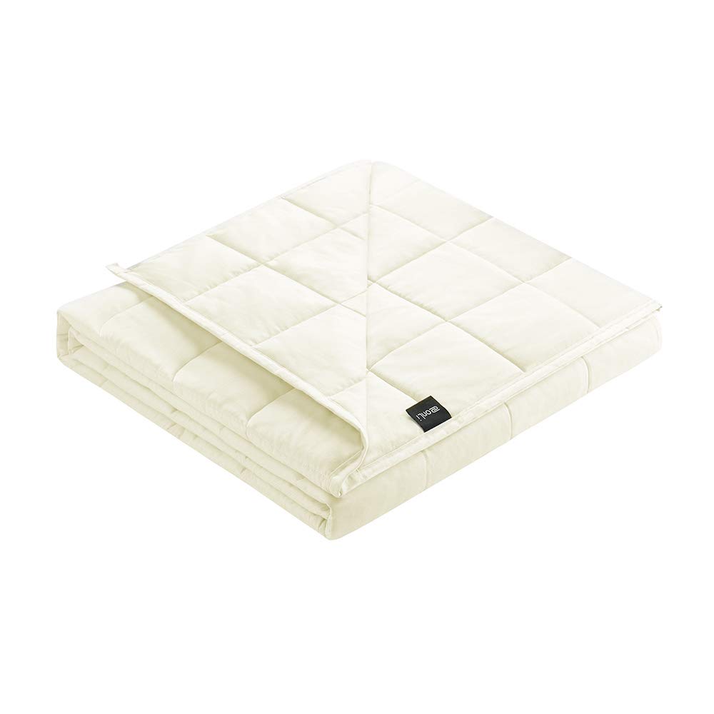ZonLi Adult Weighted Blanket (60"x80", 20lbs, Cream), Cooling Weighted Blankets for Adults, High Breathability Heavy Blanket, Soft Material with Premium Glass Beads